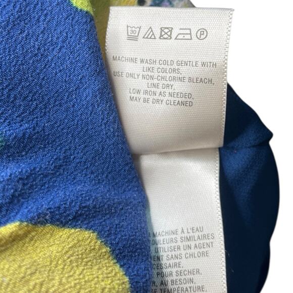 Maeve Anthropologie Designer Navy Blue Floral Dress Summer Elastic Waist US XS - Picture 11 of 11